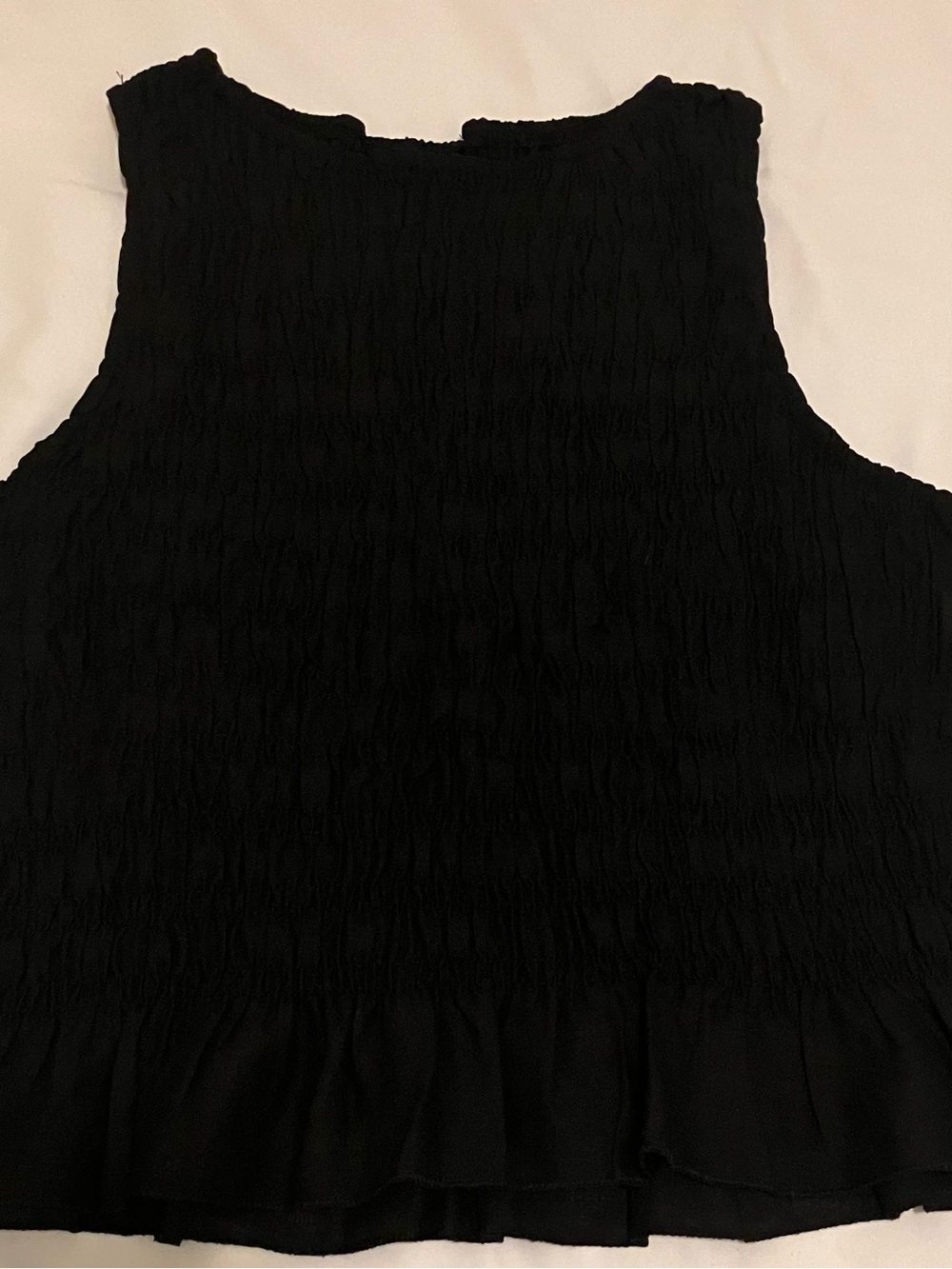 Women’s Black Tank Top 2XL Flexible Material Ruffled Hem